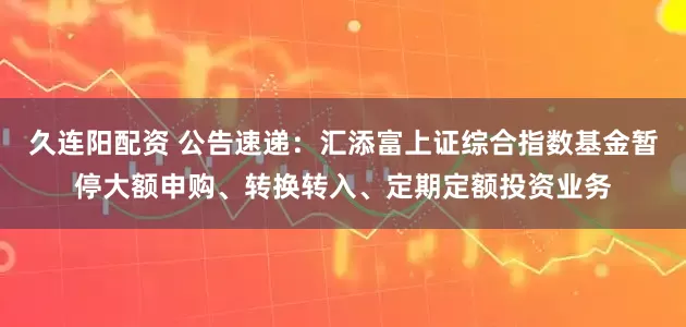 久连阳配资 公告速递：汇添富上证综合指数基金暂停大额申购、转换转入、定期定额投资业务